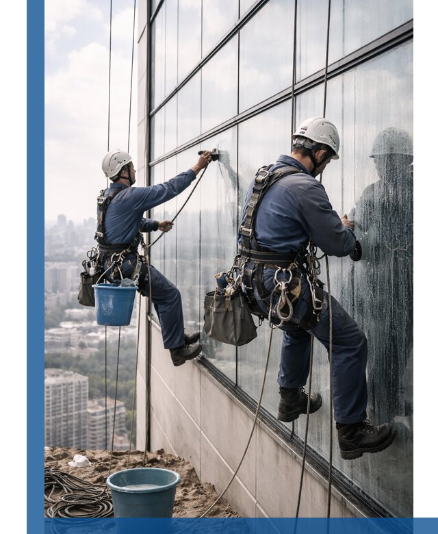 Профессиональная мойка фасадных окон альпинистами в Аксае