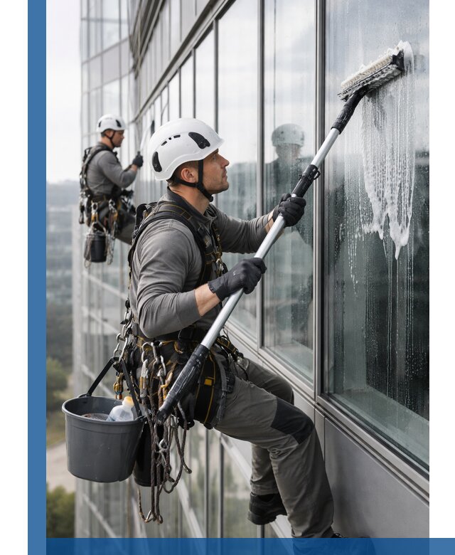 Высотная мойка сплошного остекления с выездом в Аксае