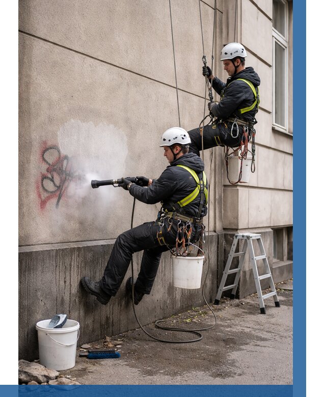 Удаление граффити с фасада в Аксае от 4571 р. | ВЫСОТНИК-Акс