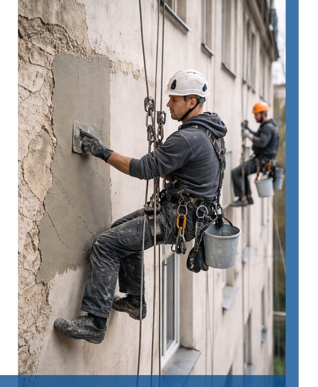 Восстановление штукатурки фасада в Аксае от 1219 р. | ВЫСОТНИК-Акс