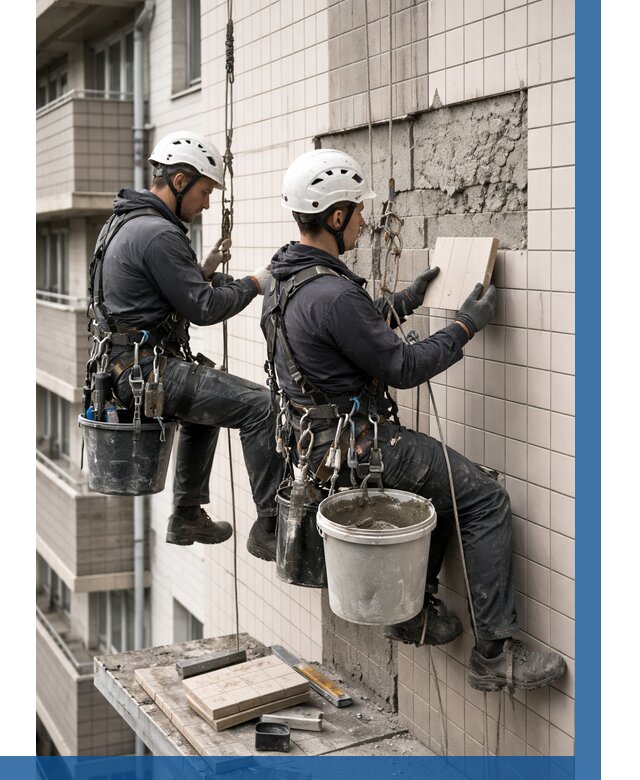 Ремонт облицовки фасада плиткой в Аксае от 1828 р. | ВЫСОТНИК-Акс