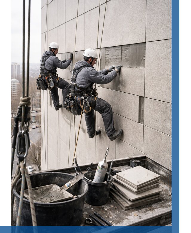 Ремонт фасада из керамогранита в Аксае от 2539 р. | ВЫСОТНИК-Акс