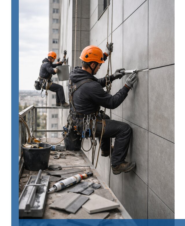 Профессиональный ремонт фасада из керамогранита в Аксае