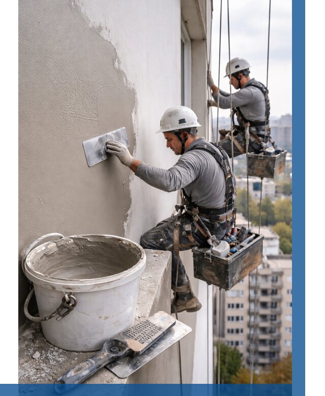 Шпаклевка фасада на высоте в Аксае от 711 р. | ВЫСОТНИК-Акс