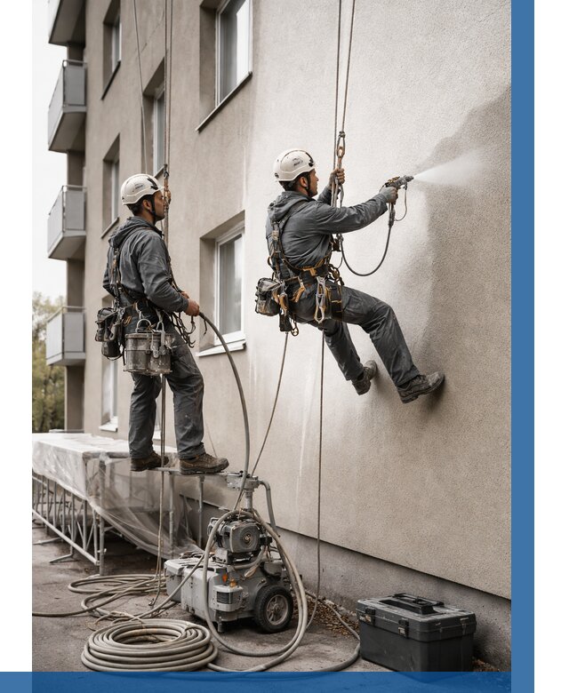 Безвоздушная покраска фасада в Аксае от 223 р/м² | ВЫСОТНИК-Акс