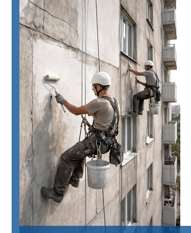 Покраска бетонного фасада в Аксае для жилых и промышленных объектов