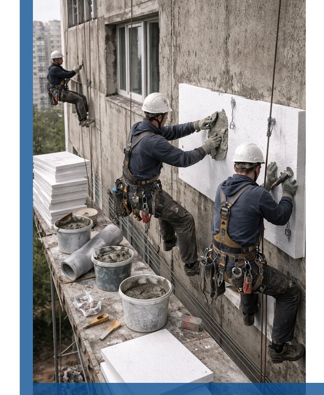 Утепление фасада пенополистиролом в Аксае под ключ