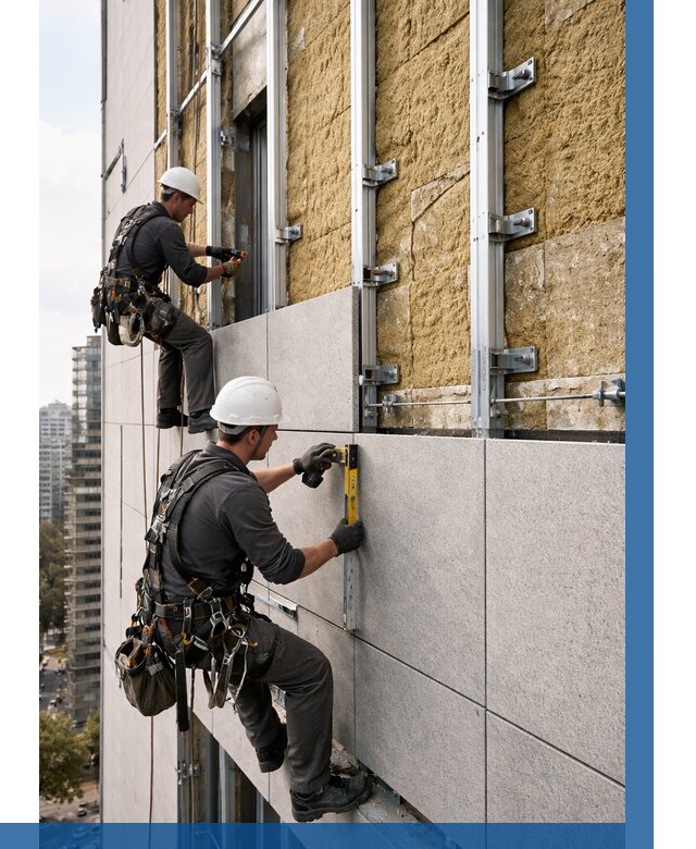 Монтаж вентилируемого фасада в Аксае от 3555 р. | ВЫСОТНИК-Акс