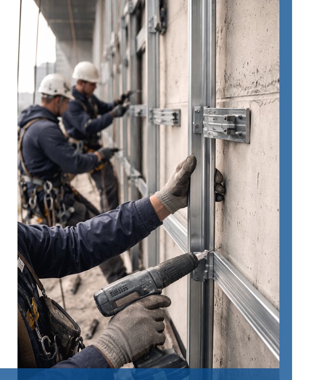 Монтаж подсистемы вентфасада в Аксае от 863 р. | ВЫСОТНИК-Акс