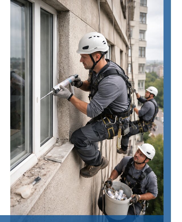 Герметизация оконных швов снаружи в Аксае от 1524 р. | ВЫСОТНИК-Акс