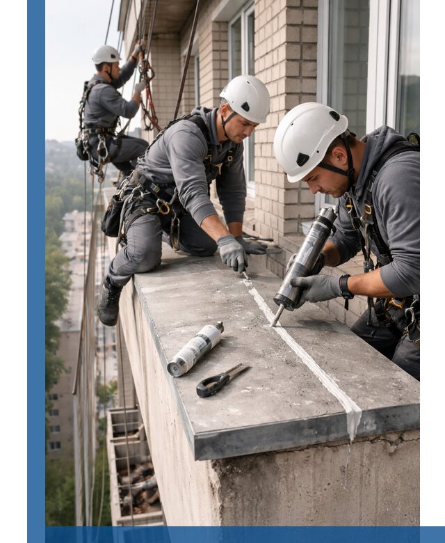 Герметизация балконного козырька в Аксае профессионально