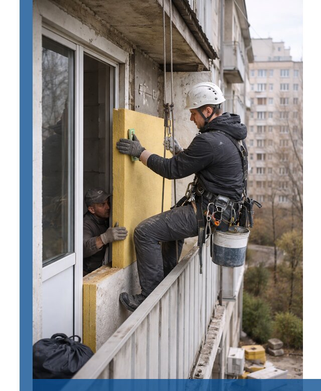 Профессиональное утепление балкона снаружи в Аксае под ключ