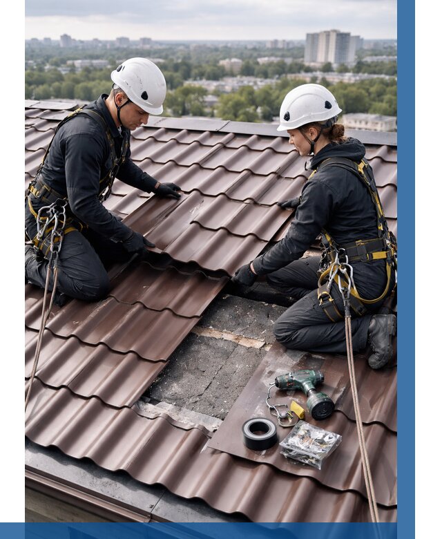 Ремонт металлочерепицы на крыше в Аксае от 914 р. | ВЫСОТНИК-Акс