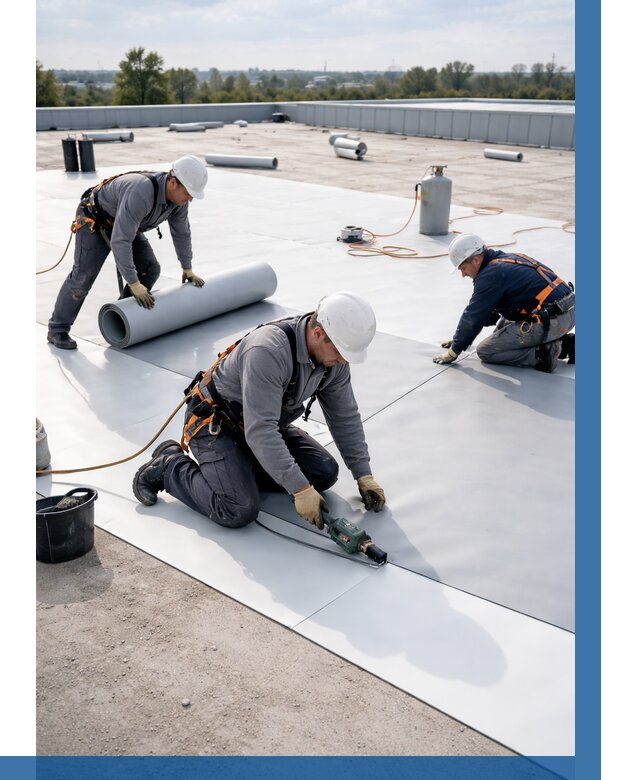 Монтаж мембранной кровли под ключ в Аксае от 1219 р. | ВЫСОТНИК-Акс