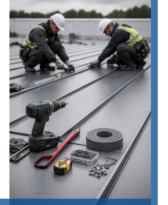 Монтаж фальцевой кровли в Аксае от 1828 р. | ВЫСОТНИК-Акс