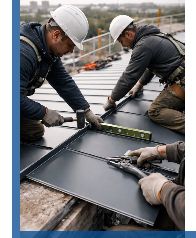 Монтаж фальцевой кровли в Аксае для промышленных зданий