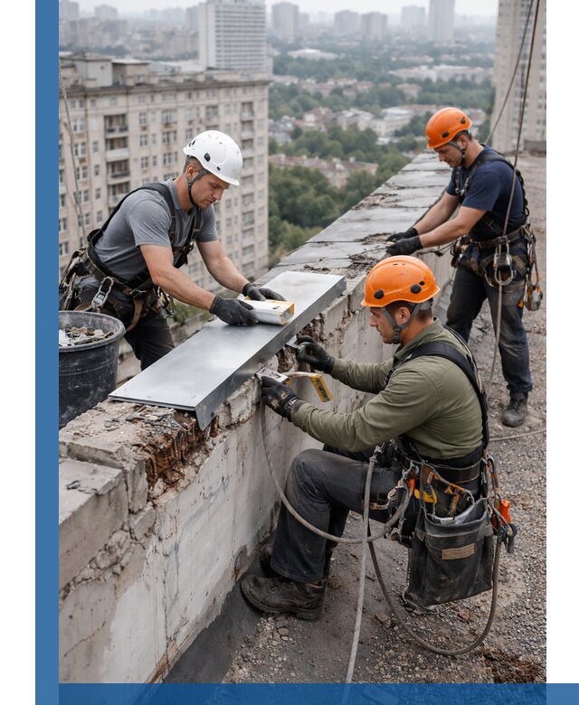 Ремонт парапета на кровле в Аксае, высотные работы с гарантией