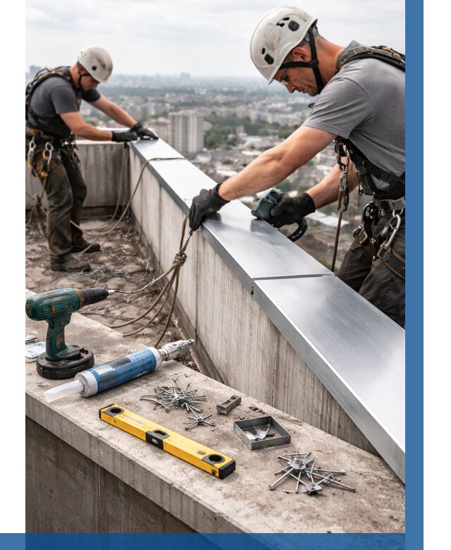 Монтаж парапетных крышек в Аксае от 813 р. | ВЫСОТНИК-Акс