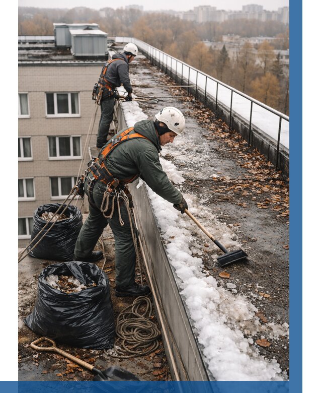 Очистка кровли по периметру в Аксае от 559 р. | ВЫСОТНИК-Акс