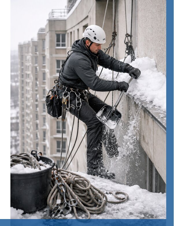 Очистка карнизов от снега в Аксае от 305 р. | ВЫСОТНИК-Акс