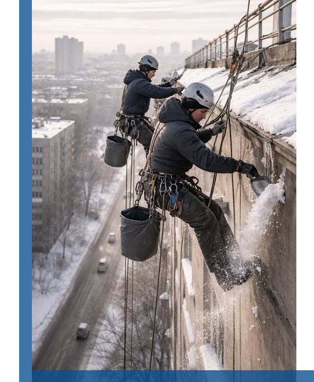 Очистка карнизов от снега в Аксае профессионально и безопасно