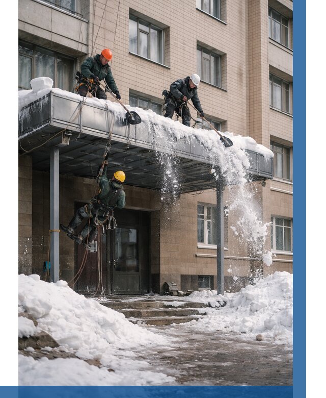 Очистка козырьков от снега в Аксае от 3555 р. | ВЫСОТНИК-Акс