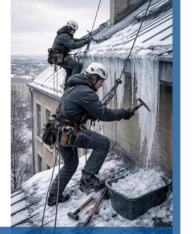 Удаление наледи с кровли в Аксае от 5586 р. | ВЫСОТНИК-Акс