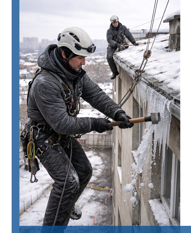Сбивание и удаление сосулек с крыши в Аксае безопасно