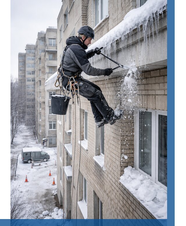 Удаление наледи с карнизов в Аксае от 355 р. | ВЫСОТНИК-Акс