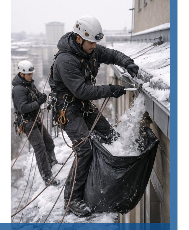 Аварийная очистка крыши в Аксае под ключ от 305 р. | ВЫСОТНИК-Акс