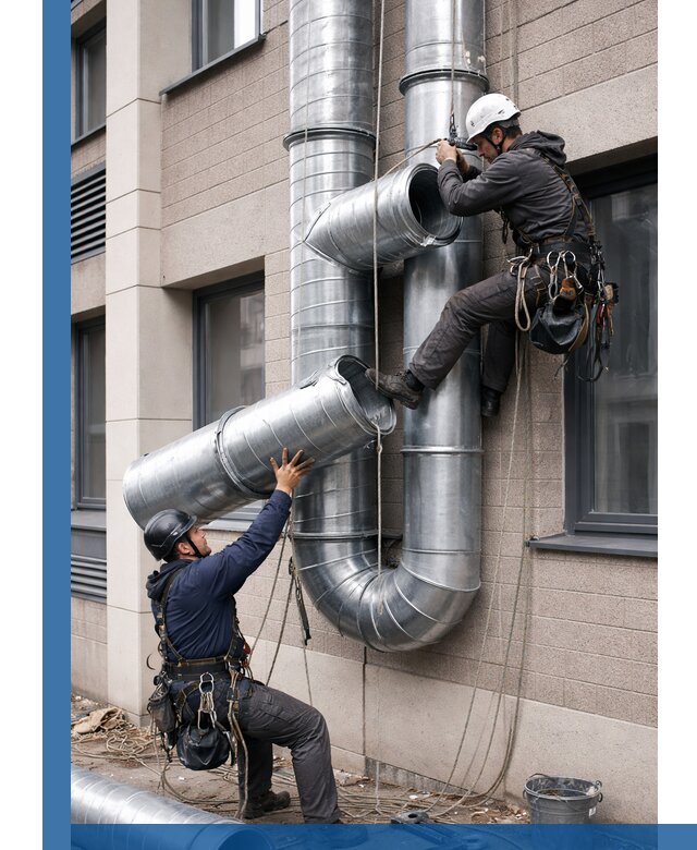 Монтаж фасадных воздуховодов в Аксае с герметизацией и крепежом