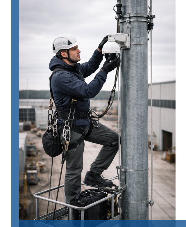 Профессиональная установка видеокамер на мачте в Аксае