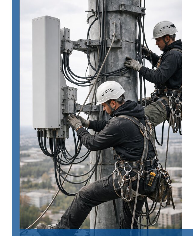 Монтаж оборудования связи на мачте в Аксае с пусконаладкой