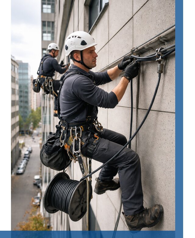 Прокладка кабеля по фасаду в Аксае от 355 р. | ВЫСОТНИК-Акс