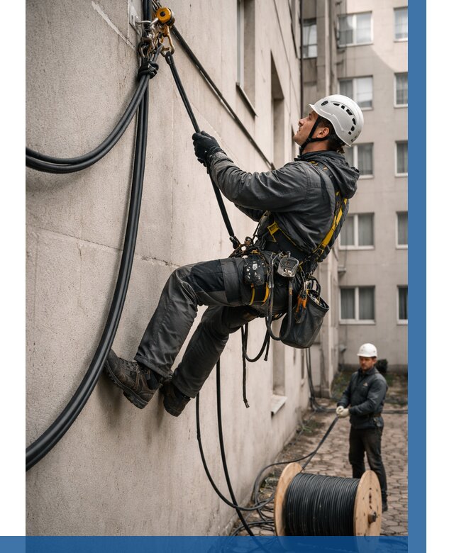 Протяжка кабеля питания на высоте в Аксае от 457 р. | ВЫСОТНИК-Акс