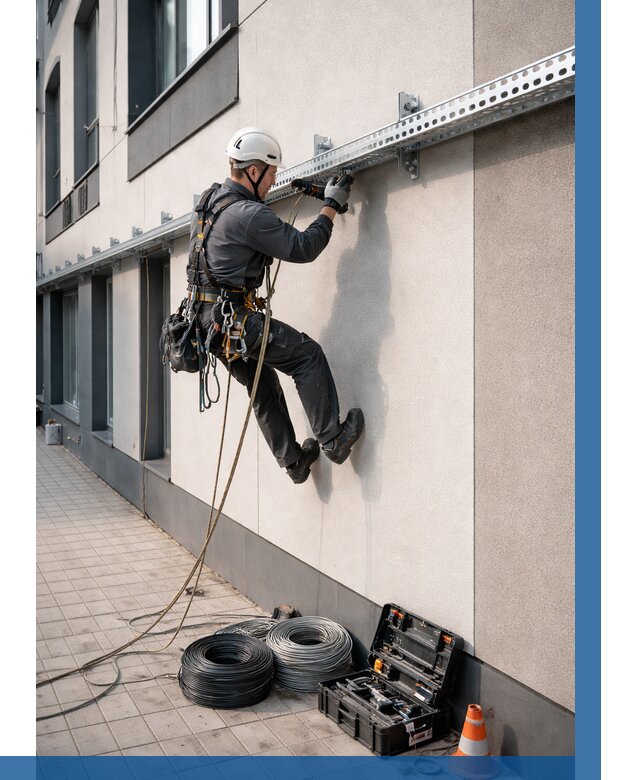 Монтаж кабельных лотков на фасаде в Аксае от 1219 р. | ВЫСОТНИК-Акс