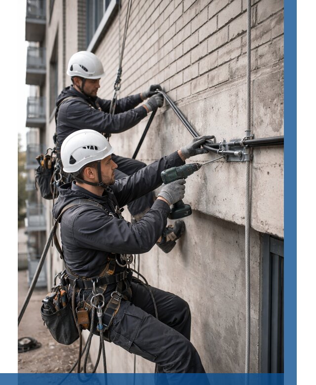 Крепление кабеля на фасаде в Аксае от 355 р. | ВЫСОТНИК-Акс