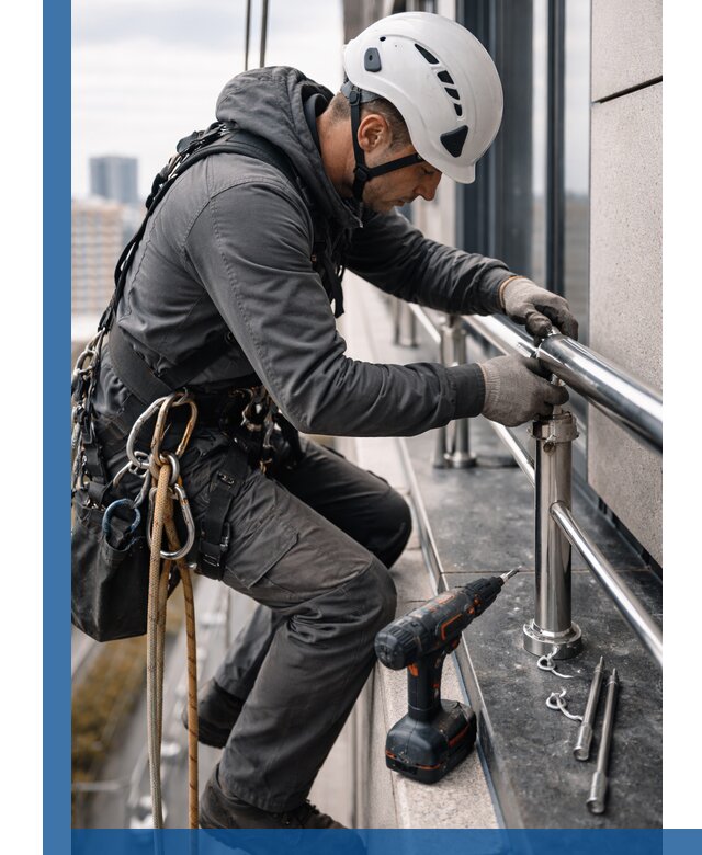 Монтаж ограждений на высоте в Аксае для зданий и конструкций