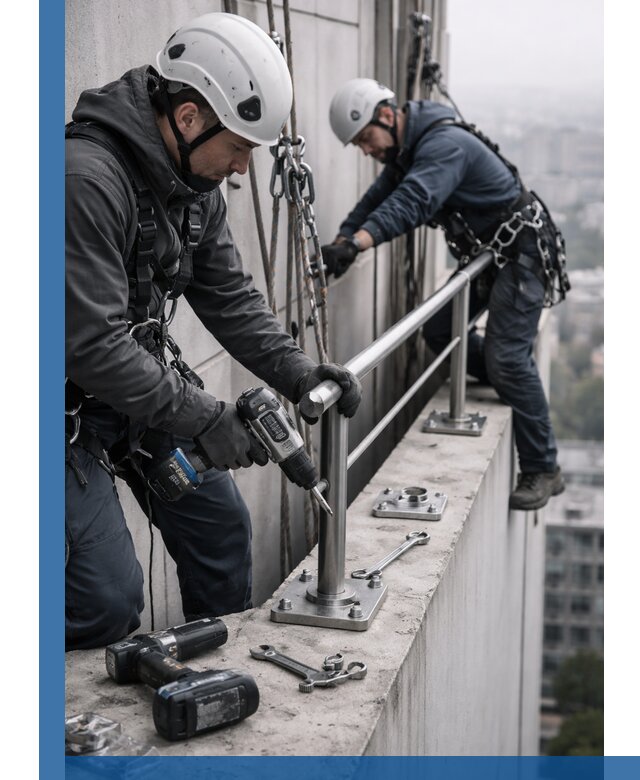 Монтаж перил на высоте в Аксае для жилых и промобъектов