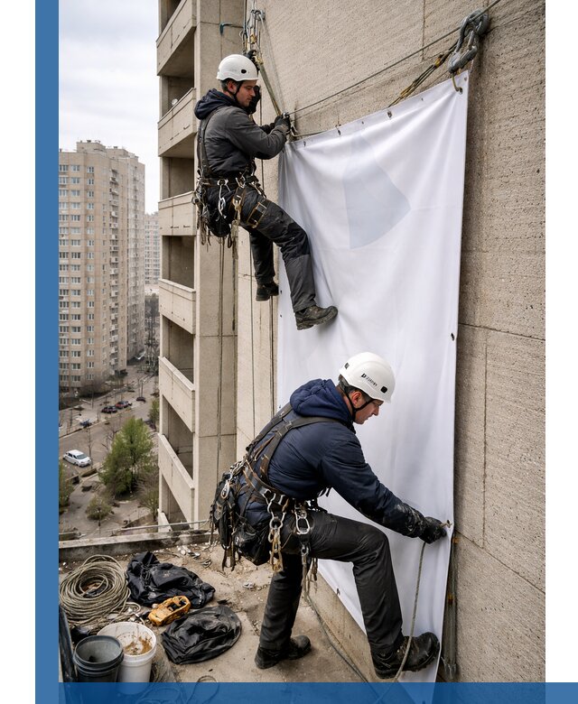 Профессиональный монтаж баннеров на фасаде в Аксае