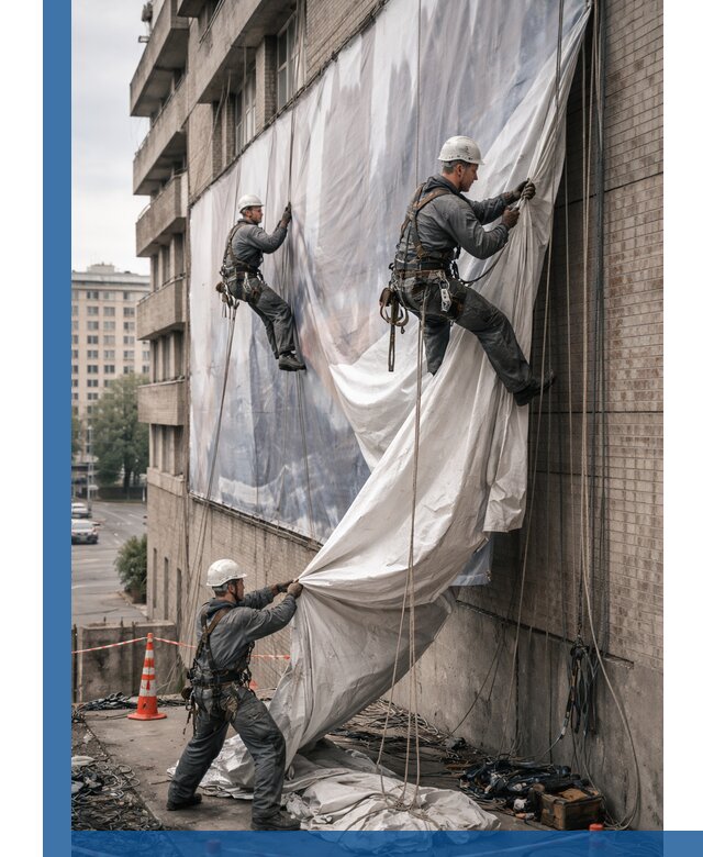 Демонтаж баннеров с фасада в Аксае оперативно и безопасно