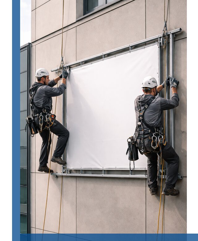 Монтаж наружной рекламной вывески в Аксае под ключ