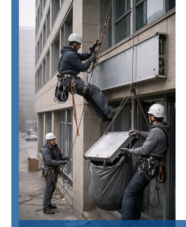 Демонтаж рекламной вывески с высотными работами в Аксае