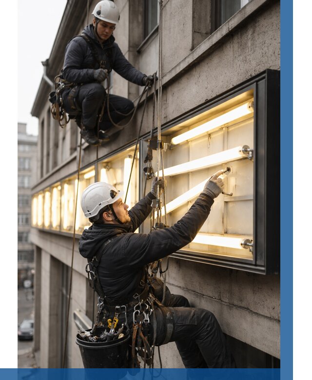 Замена ламп в вывеске в Аксае под ключ от 3555 р. | ВЫСОТНИК-Акс