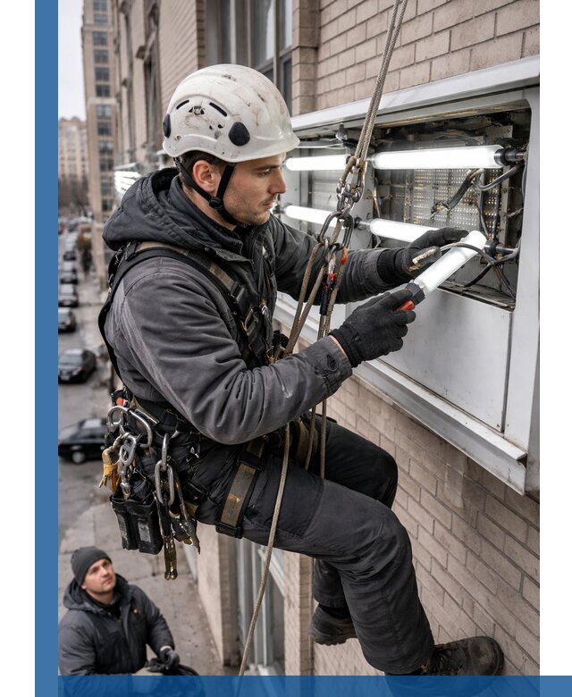 Профессиональная замена ламп в наружной вывеске в Аксае