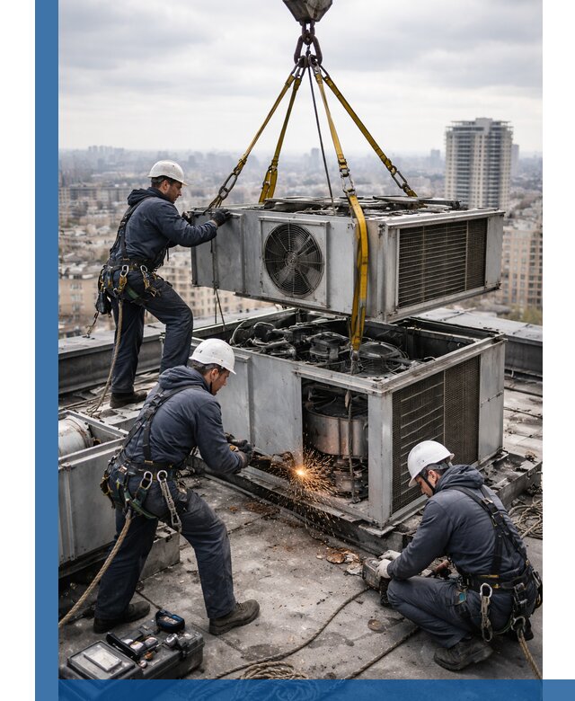 Демонтаж крышной установки в Аксае любой сложности