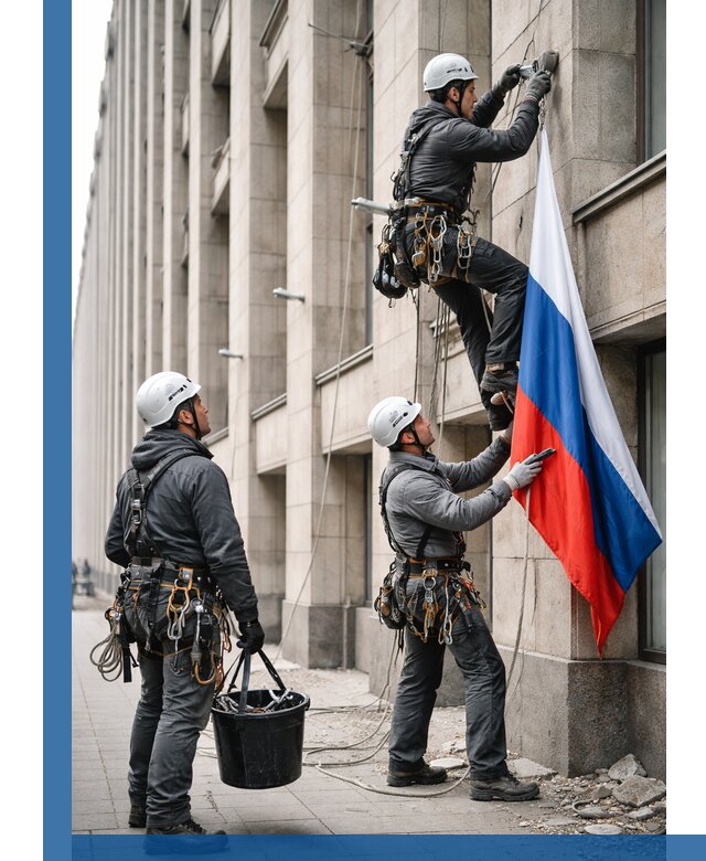 Профессиональная установка флагов на фасаде в Аксае