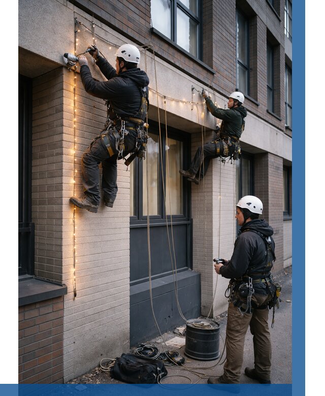 Монтаж гирлянд на фасаде в Аксае от 3555 р. | ВЫСОТНИК-Акс