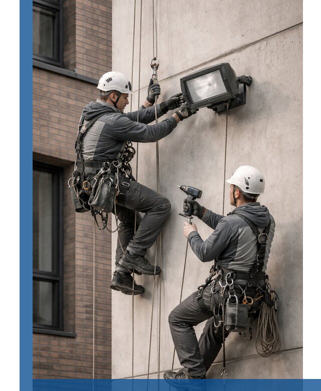 Профессиональный монтаж фасадных прожекторов в Аксае под ключ