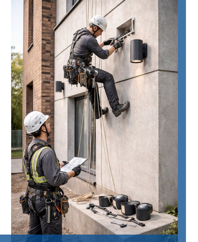 Монтаж фасадного освещения в Аксае от 2539 р. | ВЫСОТНИК-Акс